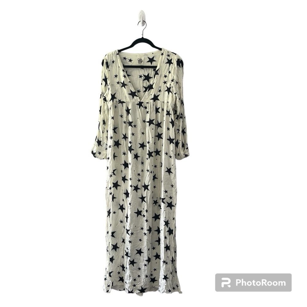 Chaser Star Print Maxi Dress Lightweight Slits Size Medium